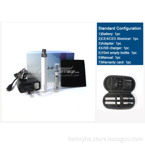 650/900/1100mAh Electronic Cigarette Starter Kit, EGO Twist Variable Voltage
